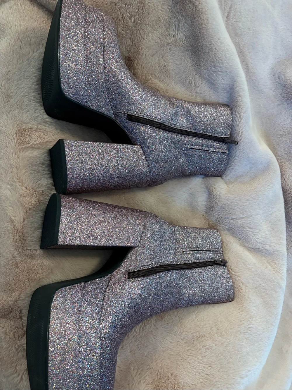 Steve Madden Pink Glitter Platform Ankle Boots